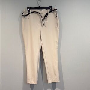 JL Atelier Cream and Black Chinos with Elastic Waist Cropped - Size Large